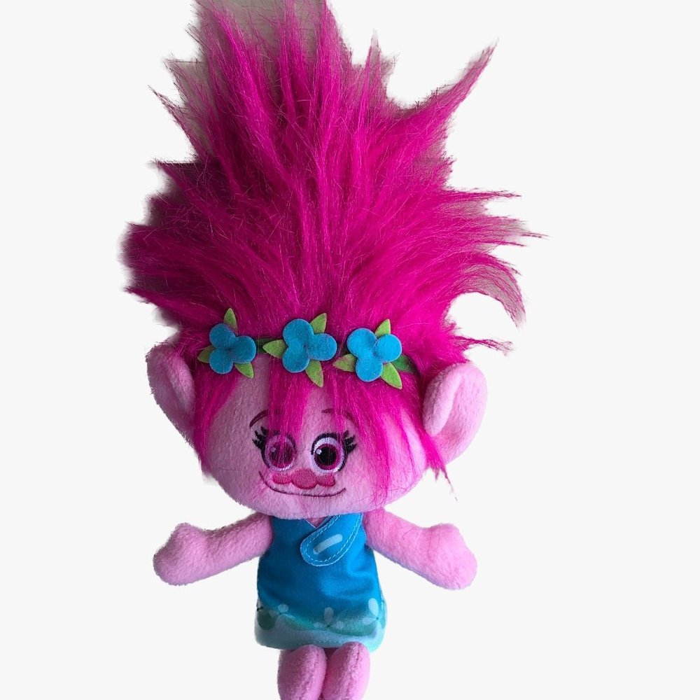 Dreamworks Trolls Pink Princess "Poppy" Plush Pink Hair Stuffed 2015 Hasbro 12"